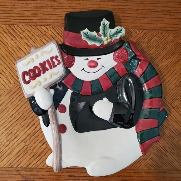 Vintage 1990's Fitz & Floyd Essentials Snowman Canape' Plate - Picture 3 of 5